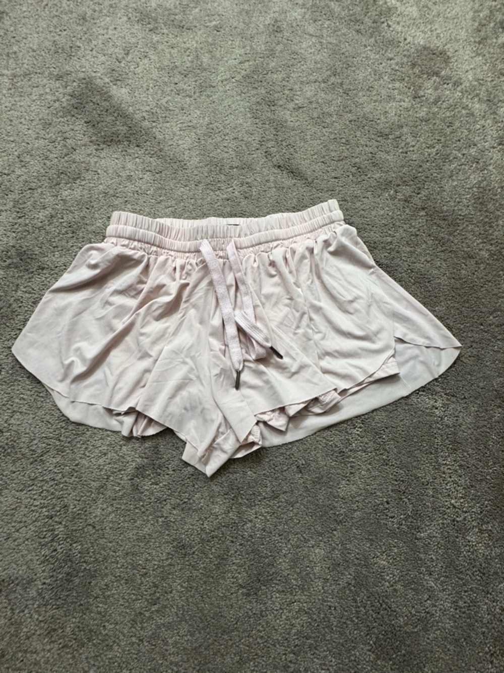 Exarus Blush Pink Ruffle Shorts Elastic Waist Tie Front Flowy SIZE M